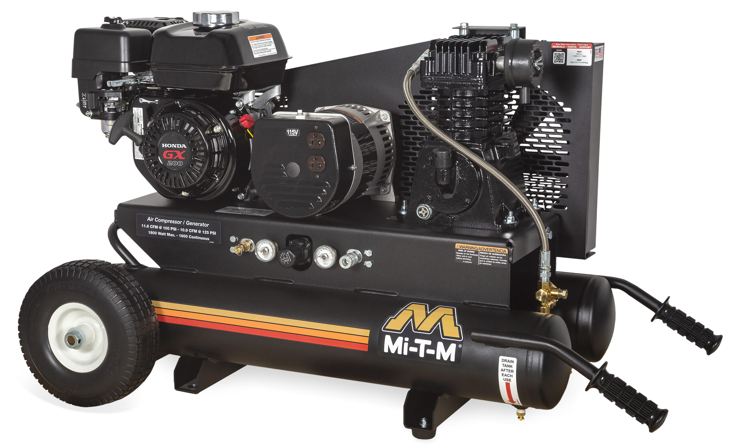 8-GALLON Industrial Single Stage - Gasoline Portable AG1-PH65-08M1